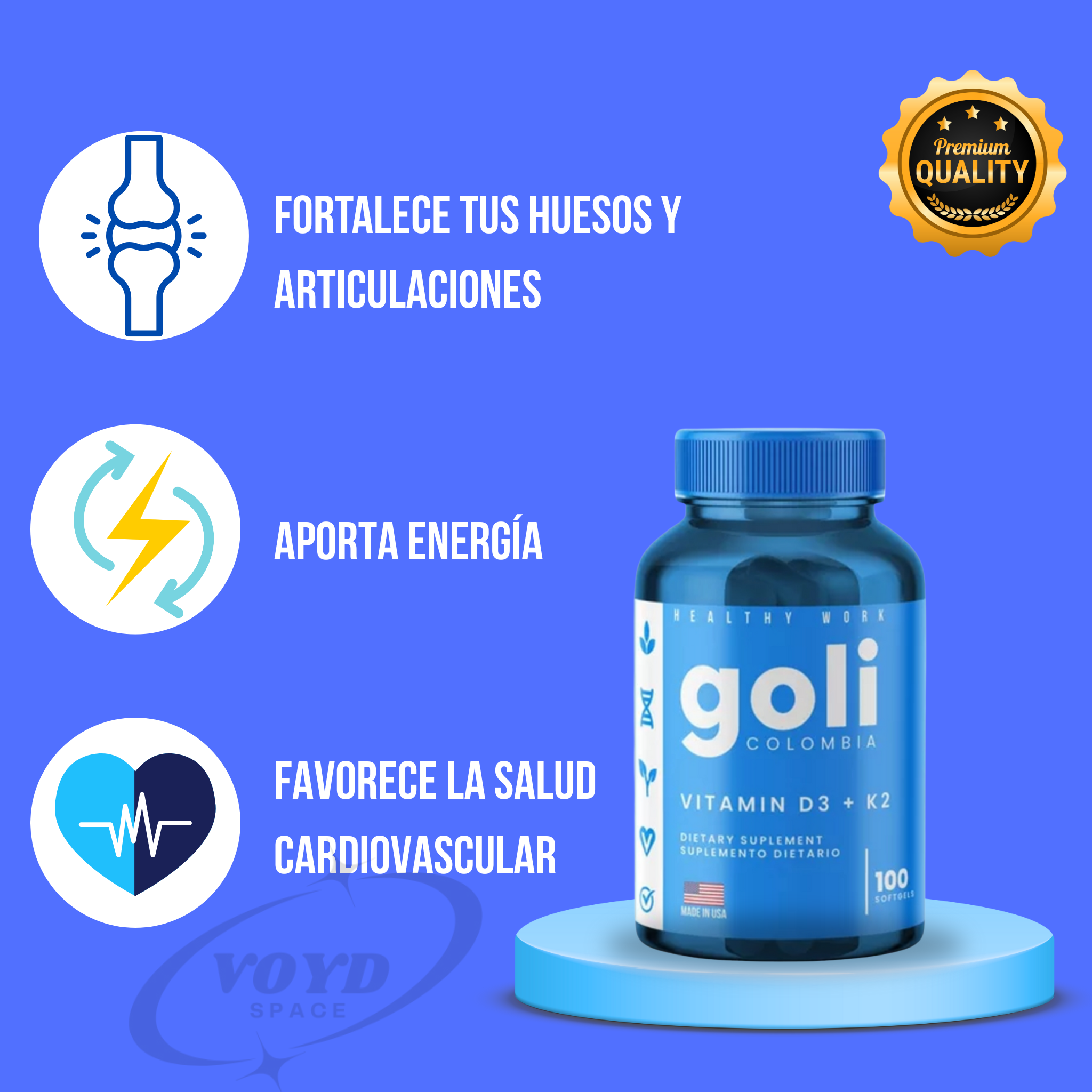 Vitamina D3 + K2 Goli x100 softgels