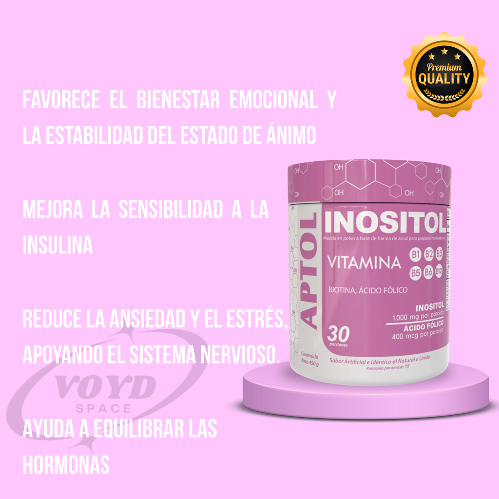 Inositol con Biotina, Ácido Fólico y Multivitaminas Aptol x450g
