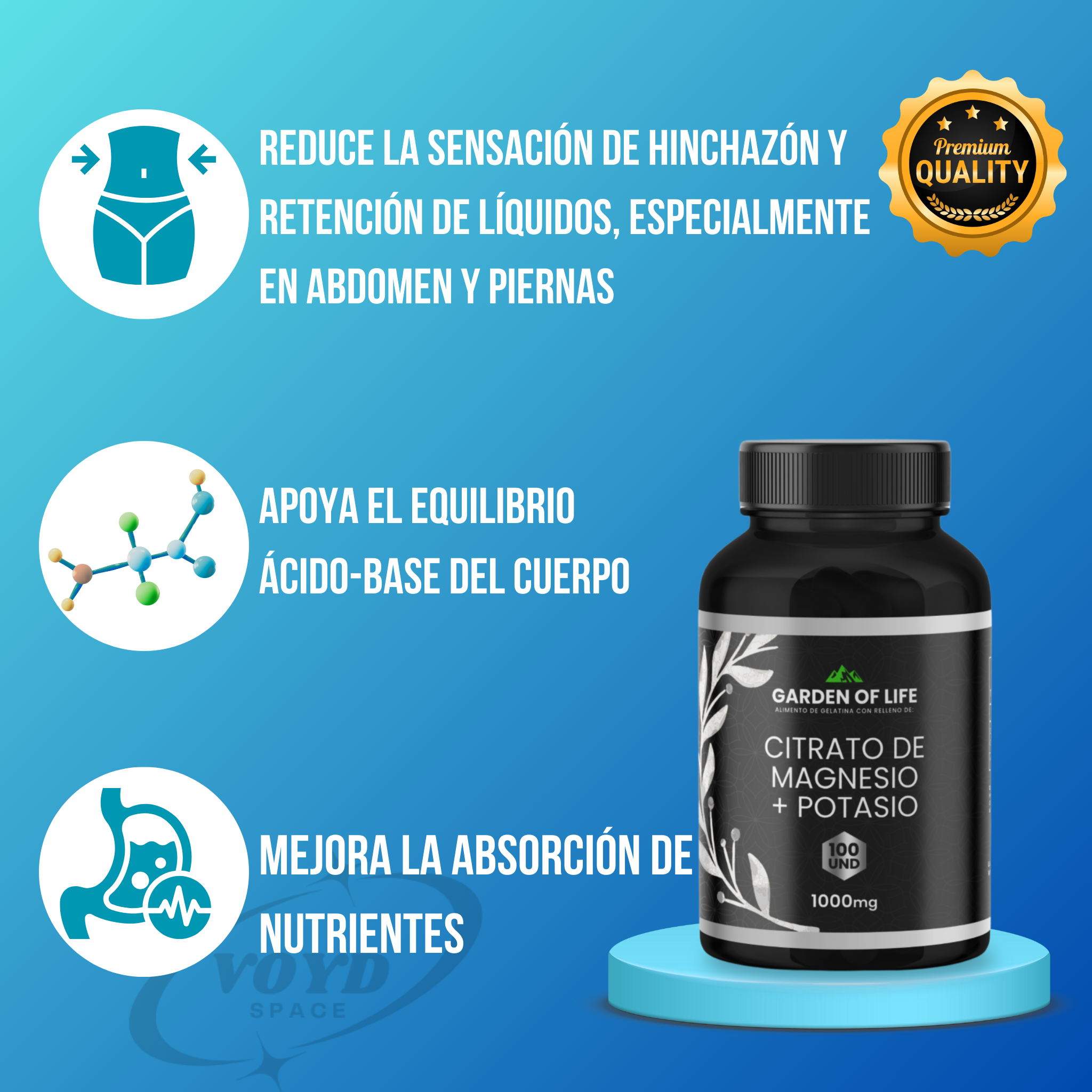 Citrato de magnesio + Potasio x100 caps